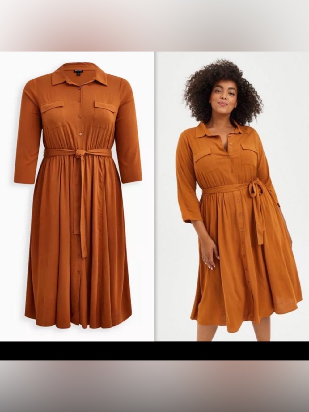 TORRID Plus Size Midi Rayon Slub Belted Shirtdress